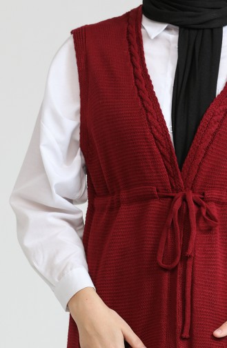 Triko Cepli Yelek 22153-11 Bordo