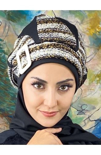 Black Ready to Wear Turban 654EYL22ŞPK-01