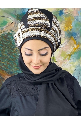 Black Ready to Wear Turban 654EYL22ŞPK-01