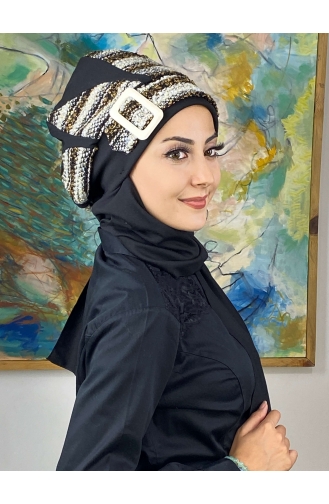 Black Ready to Wear Turban 654EYL22ŞPK-01