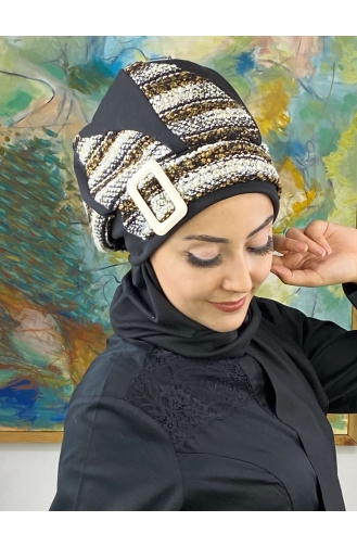 Black Ready to Wear Turban 654EYL22ŞPK-01