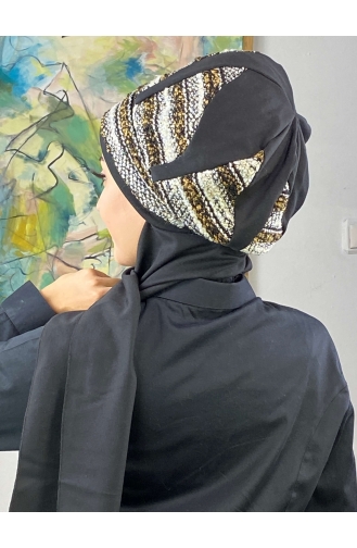 Black Ready to wear Turban 654EYL22ŞPK-01