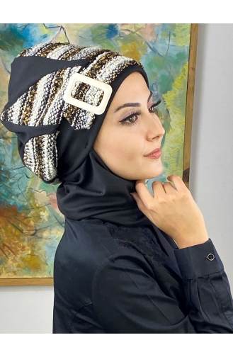 Black Ready to Wear Turban 654EYL22ŞPK-01