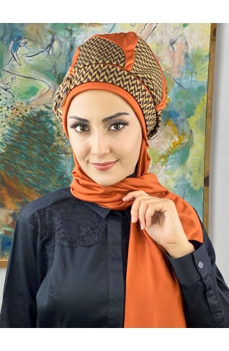 Orange Ready to Wear Turban 424EYL22ŞPK-03