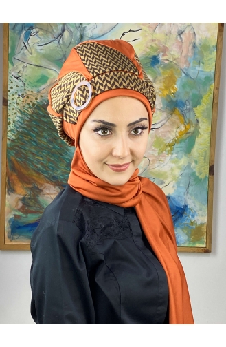 Orange Ready to Wear Turban 424EYL22ŞPK-03