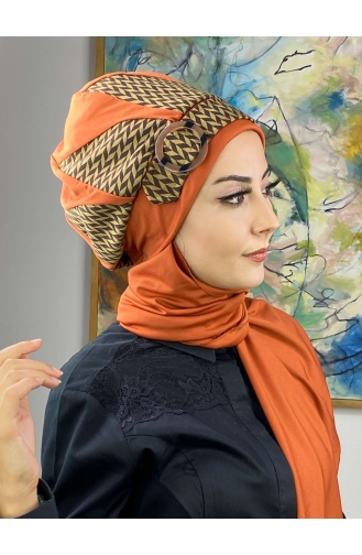 Orange Ready to Wear Turban 424EYL22ŞPK-03