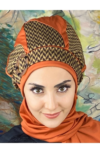 Orange Ready to Wear Turban 424EYL22ŞPK-03