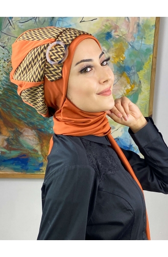 Orange Ready to Wear Turban 424EYL22ŞPK-03