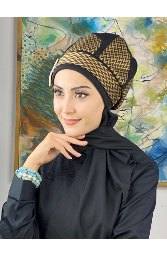 Black Ready to wear Turban 424EYL22ŞPK-04