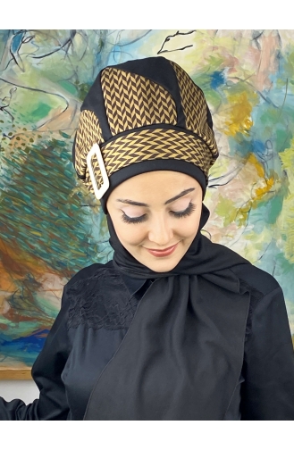 Black Ready to Wear Turban 424EYL22ŞPK-04