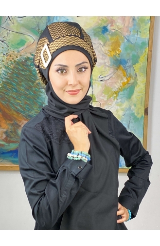 Black Ready to wear Turban 424EYL22ŞPK-04