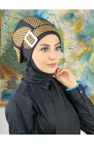 Black Ready to wear Turban 424EYL22ŞPK-04