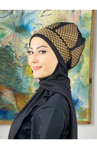 Black Ready to wear Turban 424EYL22ŞPK-04