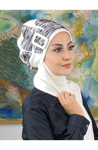 White Ready to wear Turban 624EYL22ŞPK-01