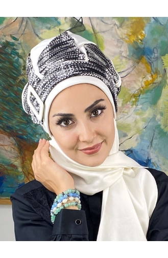 White Ready to wear Turban 624EYL22ŞPK-01