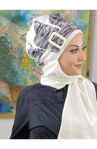 White Ready to Wear Turban 624EYL22ŞPK-01