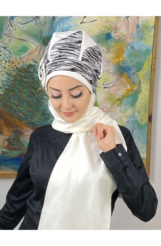 White Ready to Wear Turban 474EYL22ŞPK-01