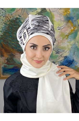 White Ready to Wear Turban 474EYL22ŞPK-01