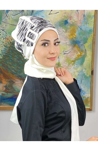 White Ready to Wear Turban 474EYL22ŞPK-01