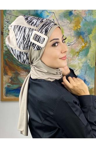 Gray Ready to wear Turban 474EYL22ŞPK-02