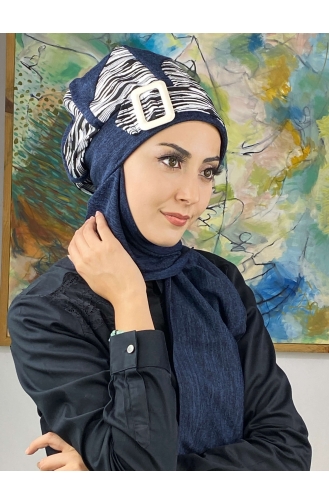 Navy Blue Ready to wear Turban 474EYL22ŞPK-04