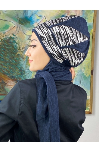 Dunkelblau Praktischer Turban 474EYL22ŞPK-04