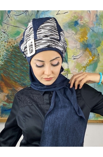 Dunkelblau Praktischer Turban 474EYL22ŞPK-04