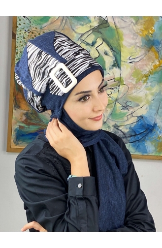 Navy Blue Ready to wear Turban 474EYL22ŞPK-04