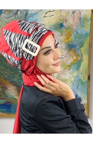 Damla Model Tesettür Hazır Türban Bere 474EYL22ŞPK-05 Kırmızı