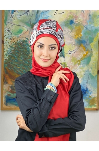 Red Ready to Wear Turban 474EYL22ŞPK-05