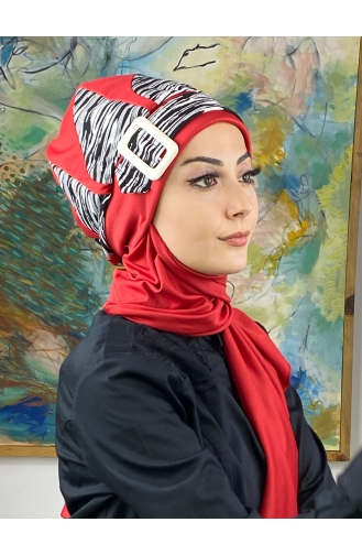 Damla Model Tesettür Hazır Türban Bere 474EYL22ŞPK-05 Kırmızı