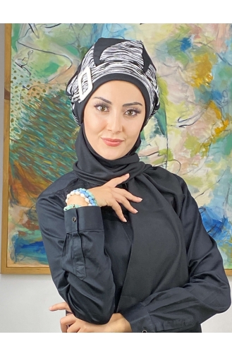 Schwarz Praktischer Turban 474EYL22ŞPK-06