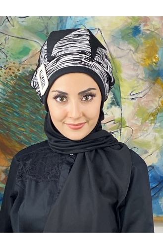 Schwarz Praktischer Turban 474EYL22ŞPK-06