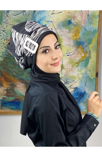 Schwarz Praktischer Turban 474EYL22ŞPK-06