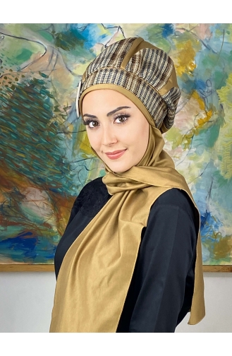Damla Model Tesettür Hazır Türban Bere 534EYL22ŞPK-01 Sütlü kahve