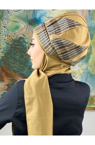 Damla Model Tesettür Hazır Türban Bere 534EYL22ŞPK-01 Sütlü kahve