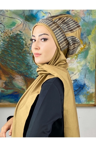 Damla Model Tesettür Hazır Türban Bere 534EYL22ŞPK-01 Sütlü kahve