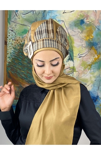Damla Model Tesettür Hazır Türban Bere 534EYL22ŞPK-01 Sütlü kahve
