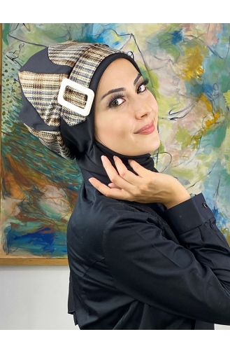 Damla Model Tesettür Hazır Türban Bere 534EYL22ŞPK-03 Siyah