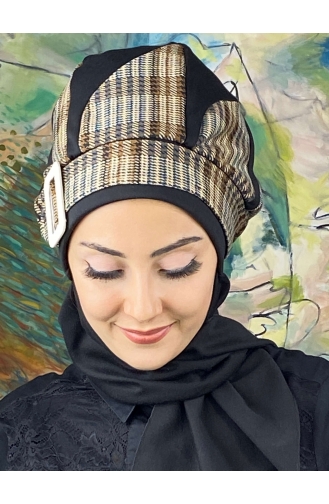 Damla Model Tesettür Hazır Türban Bere 534EYL22ŞPK-03 Siyah