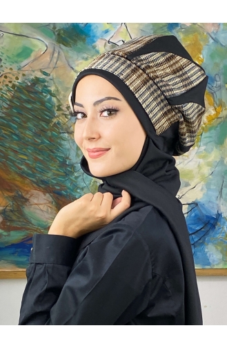 Damla Model Tesettür Hazır Türban Bere 534EYL22ŞPK-03 Siyah