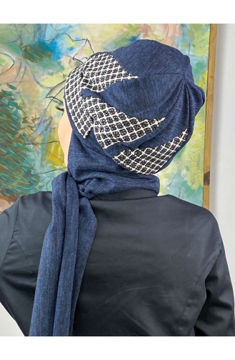 Damla Model Tesettür Hazır Türban Bere 564EYL22ŞPK-01 Lacivert