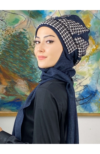 Damla Model Tesettür Hazır Türban Bere 564EYL22ŞPK-01 Lacivert