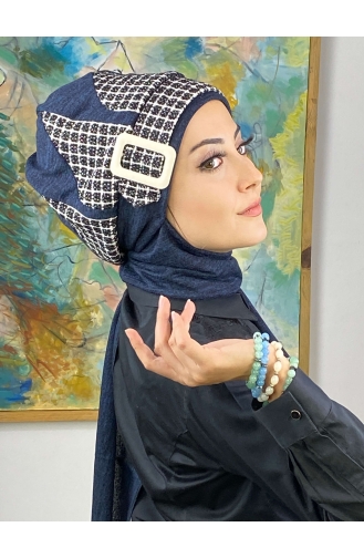 Navy Blue Ready to wear Turban 564EYL22ŞPK-01