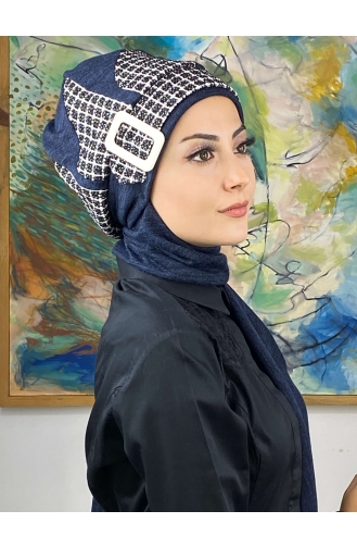 Damla Model Tesettür Hazır Türban Bere 564EYL22ŞPK-01 Lacivert