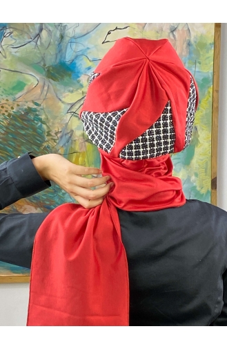 Red Ready to Wear Turban 564EYL22ŞPK-02