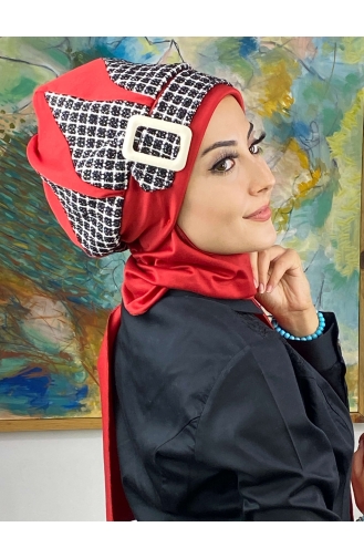 Red Ready to Wear Turban 564EYL22ŞPK-02