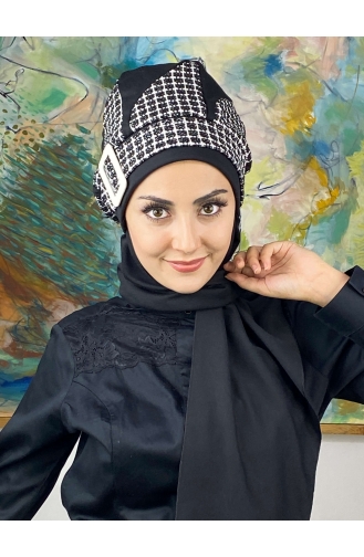 Damla Model Tesettür Hazır Türban Bere 564EYL22ŞPK-03 Siyah