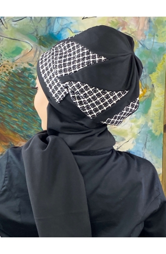 Damla Model Tesettür Hazır Türban Bere 564EYL22ŞPK-03 Siyah