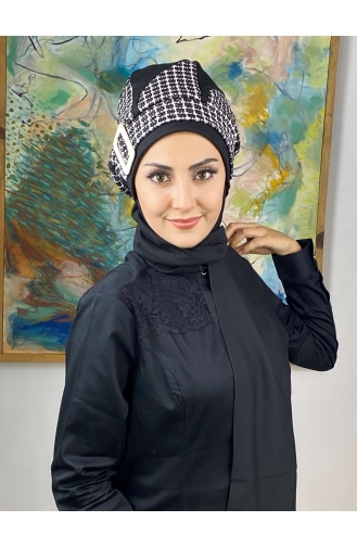 Black Ready to Wear Turban 564EYL22ŞPK-03